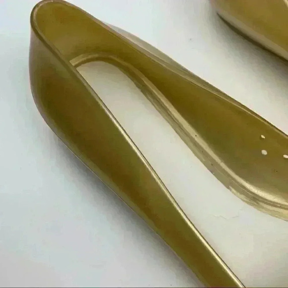 Stuart Weitzman womens ballet flats size 7 gold jelly Pearl balletcore beach - Picture 12 of 13